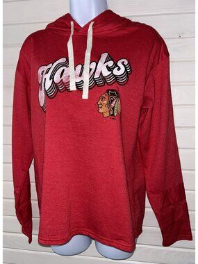 NWT Chicago Blackhawks Sz SMALL 4-6 Official NHL Hoodie Sweater Red Women’s